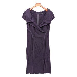 Donna Karan Sheath Dress Purple Short Sleeve Wool Blend Knee Length Size 6